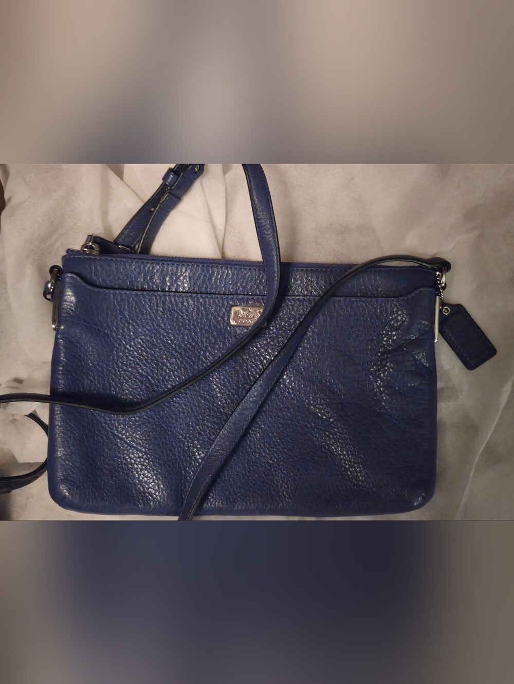 Coavh Blue Leather Crossbody Bag